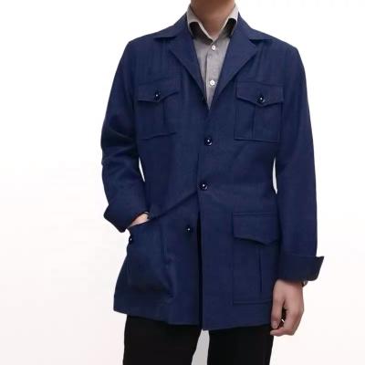 China Navy Jackets Man Suit Anti Shrink Custom Casual Safari Jacket for sale