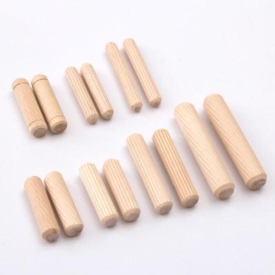 China Grooved Eco-friendly Wooden Dowels For Easier Insertion Straight Grooved Dowels For Furniture Door 6mm 8mm 10mm Custom for sale