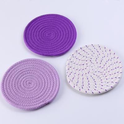 China Sustainable 7 inches of stylish 100% pure cotton yarn weave hot pot holders set of 3 for cooking and baking coasters, perfect for gift for sale