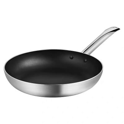 China Durable Pan Chef Cooking Non Stick Aluminum Pan Frying Pan With Stainless Steel Heat Resistant Handle for sale