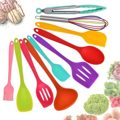 China 10 Pieces Durable Multicolor Silicone Kitchen Utensils Heat Resistant Nonstick Set for sale