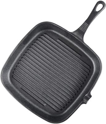 China Durable 9.45 Inch Cast Iron Non-Stick Skillet Grilling Pan, Cast Iron Skillet Steak Pan With Side Drip Spout for sale