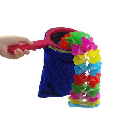 China PP& Hot Selling Large Cloth Quality Big Flower Change Bag Prop Magic Trick With Zipper Bottom For Beginner for sale