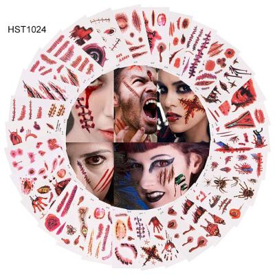 China Halloween Scary Party Stickers Face Tattoo Sticker Temporary Body Sticker Body Tattoo Sticker For Adult HST1024 for sale