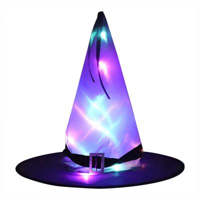 China Halloween Party Hat - Character Decor Props LED Light Witch Hat Wizard Witch Hats For Outdoor Decorations for sale