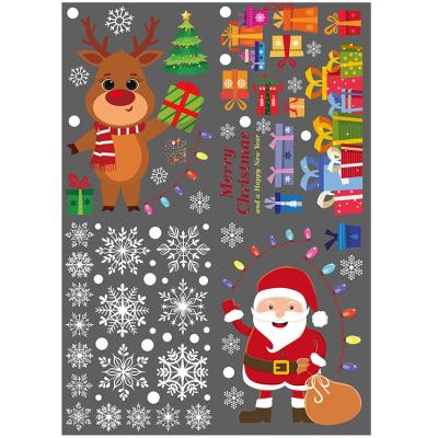 China Static PVC Xmas Sticer Christmas Stained Glass Decoration Sticker 4 Styles Christmas Wall Sticker Merry Christmas Window Sticker XM2001 for sale