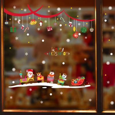 China Wholesale Window Decoration PVC Xmas sticer Christmas Stickers Removable Santa Claus Wreath Snowflakes Party Decorative Sticker Roll XM2002 for sale