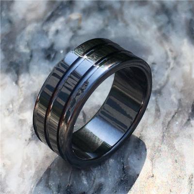 China Luxury New Fashion Style Brand Lovers Good Quality Jewelry Rings 8mm Black Ceramic Wedding Ring For Men And Women Party for sale