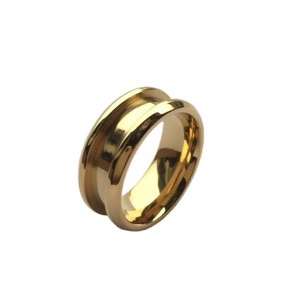 China CLASSIC Wholesale Cheap Wholesale Gold Colored Empty Channel 316L Stainless Steel Ring For Inlay 8MM for sale