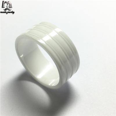 China Brand Style Ready To Ship Popular 10MM Ring Brand Style Jewelry Groove White Ceramic Ring for sale