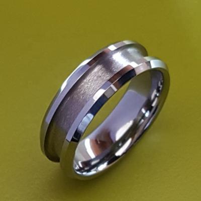 China CLASSIC Wholesale Beveled Edges Center Grooved Blank Tungsten Rings Ring For Inlay 8MM for sale