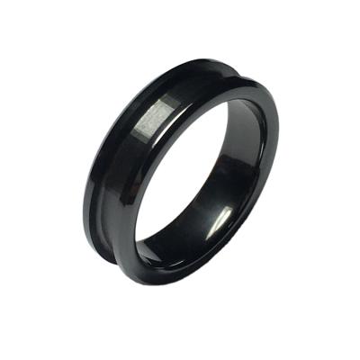 China Wholesale Fashion 6mm Religious Women Ring Channel Black Ceramic Ring Blank For Inlay for sale