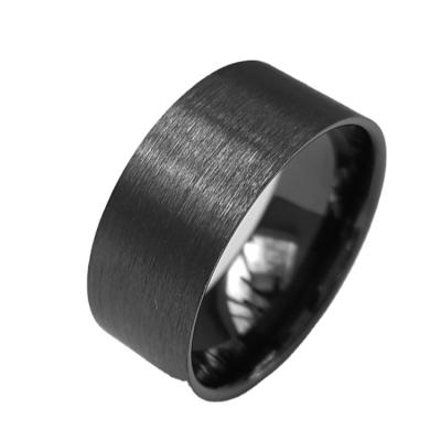 China Hiphop Fashion Men's Ring Black Ceramic Ring White For Wood Inlays On The Outside for sale