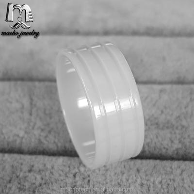 China Fashionable High Polished Three Grooves Ring Blanks White Ceramic Rings For Gold Inlay for sale