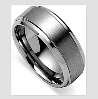 China Factory Wholesale Cheap Price CLASSIC Matte Finish Tungsten Ting With Stepped Edges Men's Wedding Ring Jewelry for sale