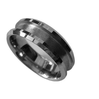 China Wholesale Hiphop Fashion DIY Ring Tungsten Carbide Blank Ring For Inlays for sale