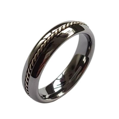 China 6MM Neo-Gothic Tungsten Carbide Ring Silver Rope Inlay Wedding Band Comfort Fit for sale