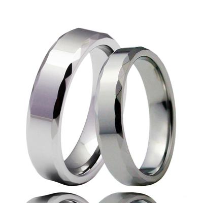 China High Fashionable Polished Multi Faceted Tungsten Carbide Ring Edges Couples Wedding Rings China Supplier for sale