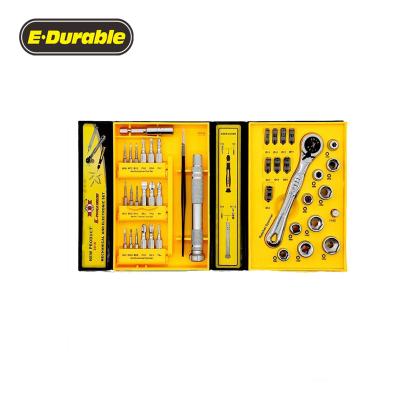 China With E-durable 41 mini ratcheting wrench in 1Mini ratcheting wrench socket set with micro driver bit, professional repair tool kit for sale