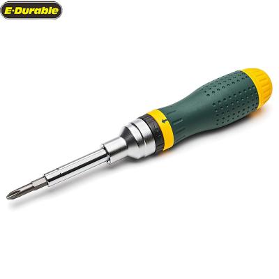 China Green E-durable 8-in-1 Double Sided Screwdriver Bits And Yellow Handle 19-in-1 Universal Ratcheting Screwdriver Set for sale