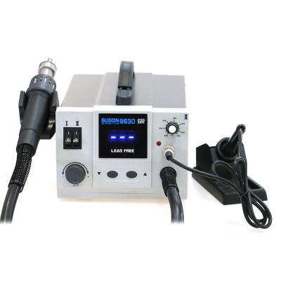 China Machinery Repair Shops New 2 IN 1 Air Gun Station Diaphragm Compressor 750W Hot Air Rework Lead Free Soldering Station for sale