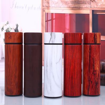 China 2020 New Arrivals CHUFENG Brand 500ml Wooden Grain Cup Sustainable Upright Stainless Steel Water Bottle Double Wall Vacuum for sale