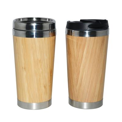 China New Design Disposable Eco-friendly Bamboo Shell Coffee Mugs Double Wall Stainless Steel Travel Tumbler for sale