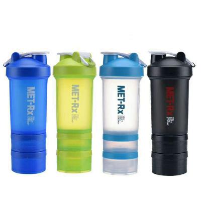 China Wholesale 17oz BPA Free Plastic Fitness Protein Layers GYM 3 Shaker Custom LOGO Printing For Gym for sale