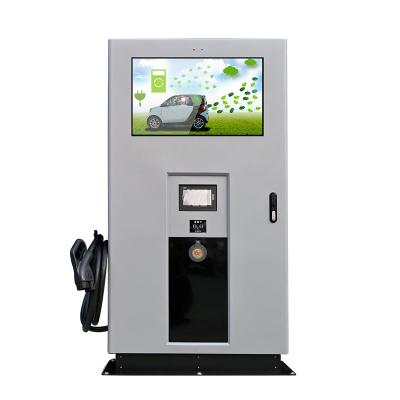 China Customized logo 7/22/43kw FC060750 7/22/43kw FC060750 55 Inch Advertising Screen Floor Stand Electric Vehicle AC Charger Ev Outdoor Charging Station for sale