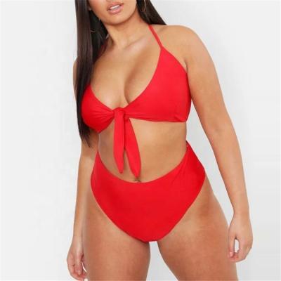 China Women's Breathable Bikini Red Top Frenum And High Waist Sexy Lower Chest Swimwear Swimwear Suit for sale