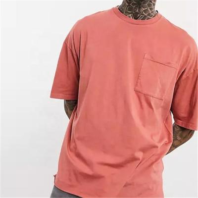 China Anti-Wrinkle Leisure Washed Hiascent Round Neck Pocket Bottom Oversized Short T-Shirt Men for sale