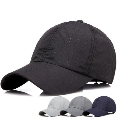 China breathable & QIAN HUI Black 6 Panel Low Profile Hat Waterproof Soft Recycling Nylon Baseball Cap For Unisex for sale