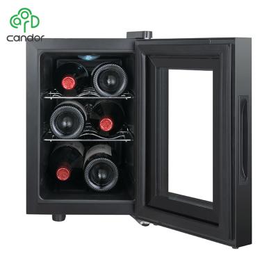 China Hotel CE Wine Refrigerator 20L/6 Custom Semiconductor Single Bottle Small Zone 6 Approval Bottles Thermoelectric Refrigerator CW-20FD1#0 220 for sale