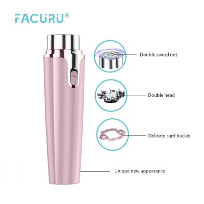 China Twin Mini Lipstick Style Best Price Inline Women Support Blade Epilator Electric Facial Hair Removal Device for sale