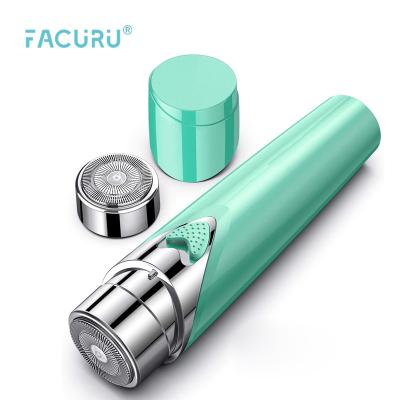 China Facuru Mini Lipstick Shape Painless Electric Blade Facial Hair Remover Ladies Epilator Twin Private Label Hair Removal for sale