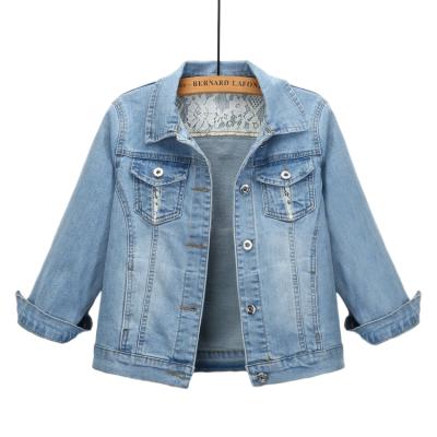 China Comfortable Ladies Jean Jackets Coat Women Street Blue Fashion Breathable Fashion for sale