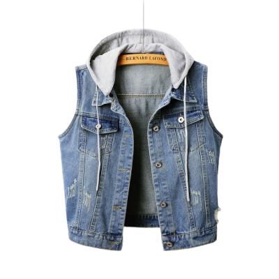 China Breathable Spring And Autumn Plus Size Fashion Trendy And Comfortable Women's Vests And Waistcoats Denim Jacket With A Hood for sale