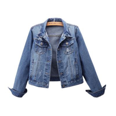 China Logo For Spring And Autumn made to order comfortable breathable Jean Jacket Blue Jean Coat distressed stylish for sale