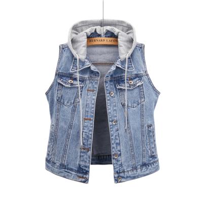 China Plus Size Women's Breathable Vests And Vests Jean Jacket With Hoodie For Women for sale