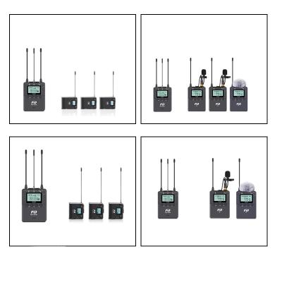 China UHF Audio System Mic Set Wireless Lavalier Handheld Microphone Microphone with 1 Receiver, 2 Transmitters, 2 Lapel Microphones Compatible with DSLR for sale