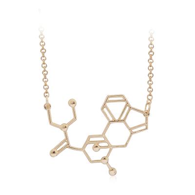 China Trendy Molecule Chemical Structure Necklaces BFF Love Gift Fashion Pendant Necklaces For Men And Women Black Jewelry Custom Wholesale for sale