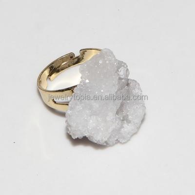 China Natural White Agate Druzy Ring Cluster Wholesale In Gemstone From Hot Sale RG0355 Crystal for sale