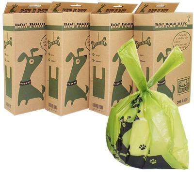 China Sustainable Dog Poop Bags Unscented Factory Based Doggie Waste Bags With Easy Tie Handles for sale