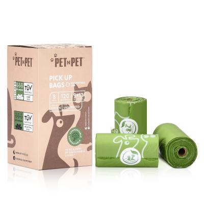 China Sustainable 100% Biodegradable Pet Poop Bags Custom Printing Cornstarch Compostable Waste Bag Dog Poop Bags for sale