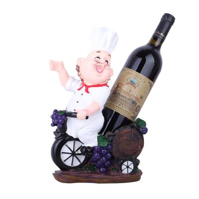 China Chief Cheap Fat Sculpture Single Resin Craft Europe Polyresin Bottle Wine Rack For Decorative Statue for sale