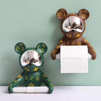 China Nordic Europe Figurines Gifts Opens Bathroom Resin Crafts Resin Crafts Bear Statue Wall Cloth Holder Resin Decorations Gift for sale