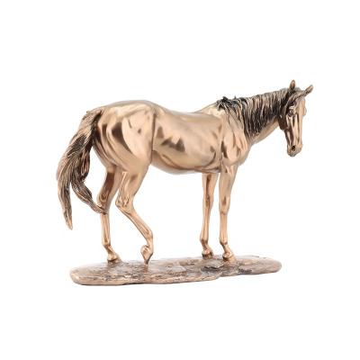 China Europe Resin Casting Copper Crafts Sculpture Horse Animal Living Room Decor Cabinet Resin Decorations Horse Statues For Home Decor for sale