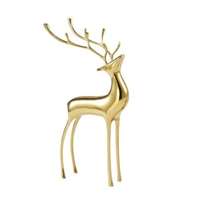 China Europe supply sika deer sculpture metal material statue gift metal copper high end crafts for sale