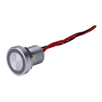 China 1NO waterproof IP68 12mm momentary stainless steel flat metal head button electronic piezo switch with 12v blue LED PS12B-P10F-E for sale