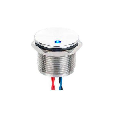 China Waterproof 12v flat head 16mm point illuminated led electric stainless steel metal piezo buttons with wire lead 300 mm long PS16B-P10F-D for sale